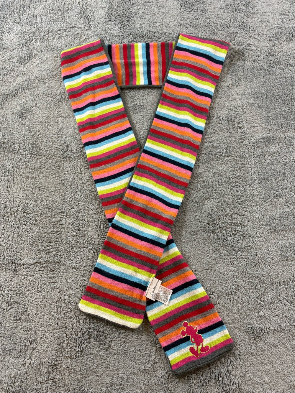 Disney Kids Multicolor Striped Knit Scarf with Character Patch